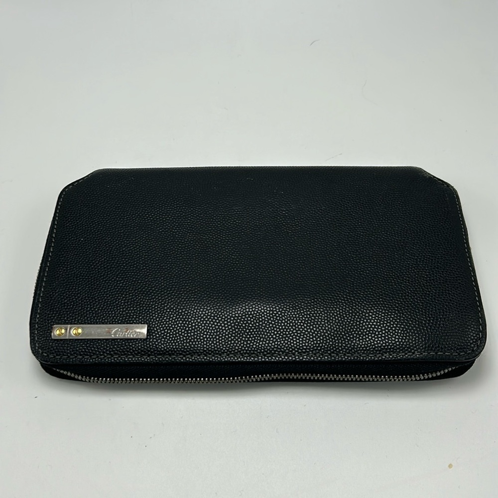 Vintage Cartier Zip Around Wallet Leather Missing One Zipper Pull One Detached